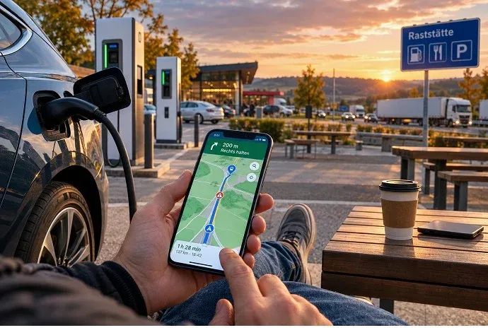 Autofahrer an Raststätte