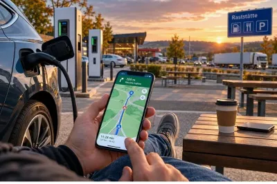 Autofahrer an Raststätte